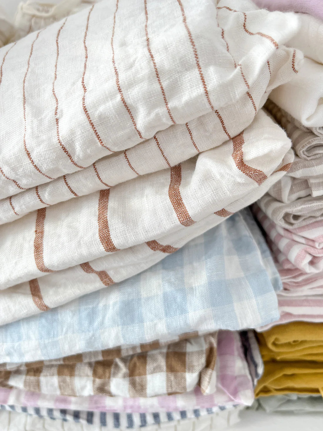 Ginger Stripe Linen Bassinet Sheet