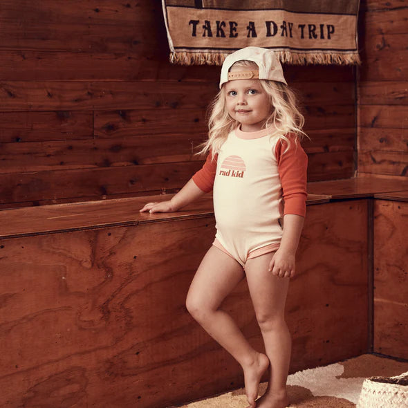 Rad Kid Strawberry Splice Long Sleeve Onesie