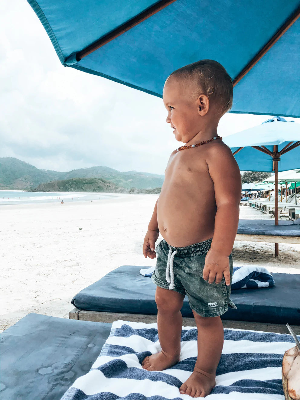 CUBS Popplin Boardies - VINTAGE BLACK, OLIVE & GREY