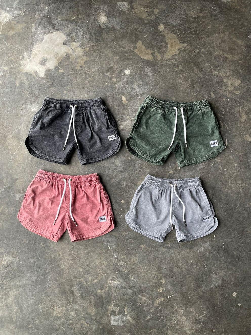 CUBS Popplin Boardies - VINTAGE BLACK, OLIVE & GREY