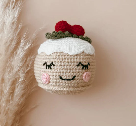 Christmas Pudding Crochet Rattle