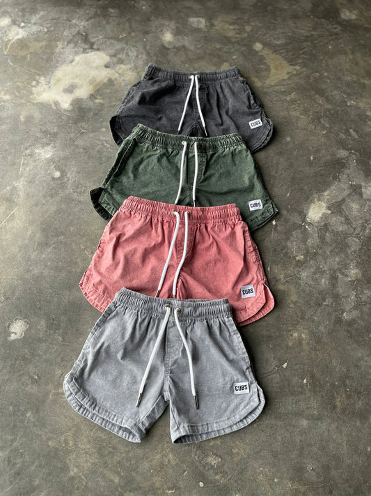 CUBS Popplin Boardies - VINTAGE BLACK, OLIVE & GREY