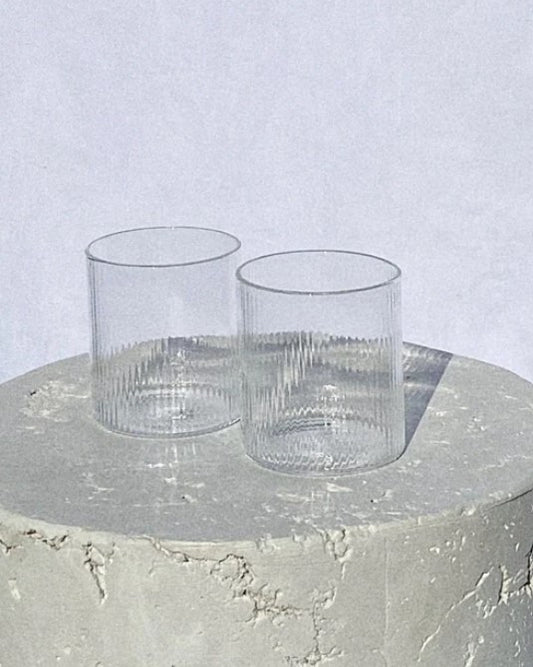 Ribbed Short Glass- Set of 2