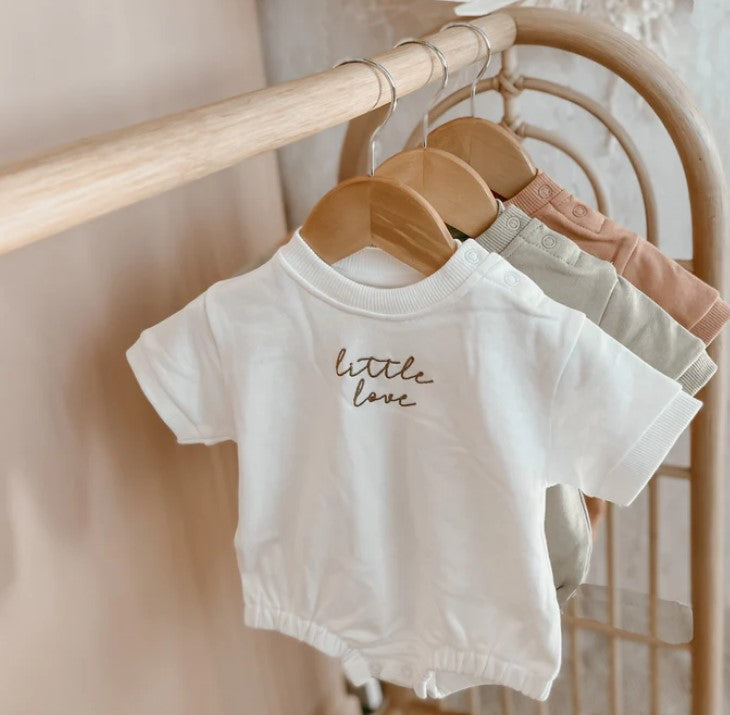 'Little Love' Embroidered Short Sleeve Sweater Romper
