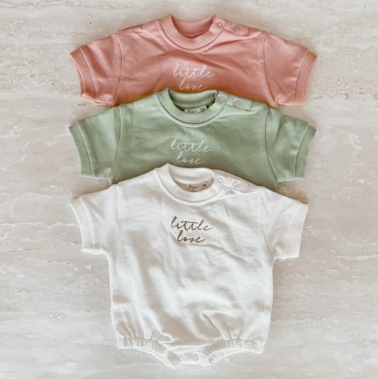 'Little Love' Embroidered Short Sleeve Sweater Romper