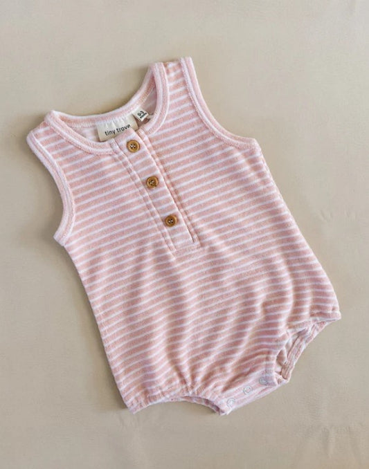 UMA Terry Towel Body suit - Pink Stripe