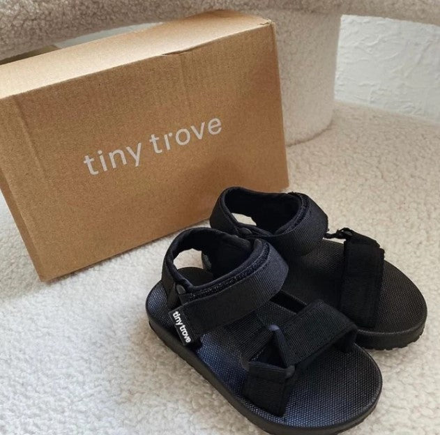 Olympia Velcro Sandals Black thewanderingwilkie