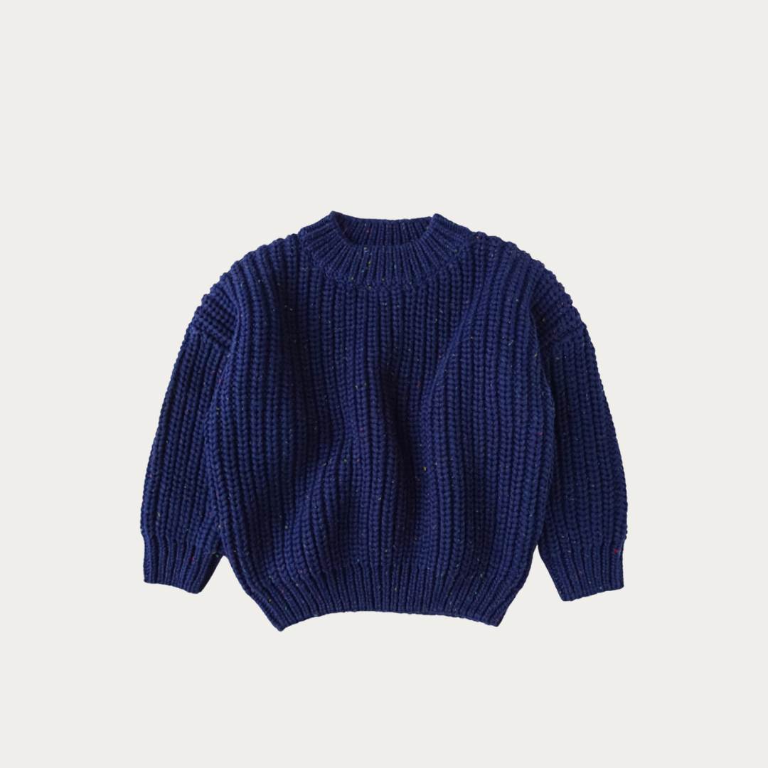 Chunky Knit Speckled Ink Blue